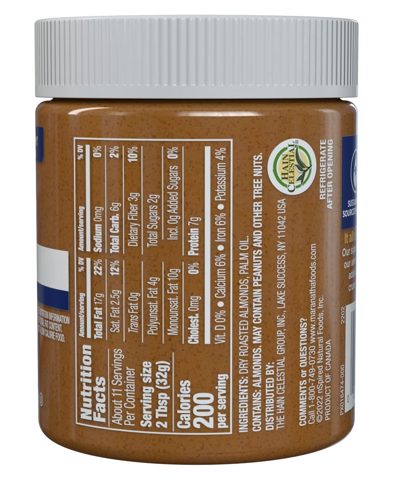 MaraNatha Natural Crunchy Almond Butter, No Stir, No Sugar or Salt Added , 12 Ounce Jar - Image 3